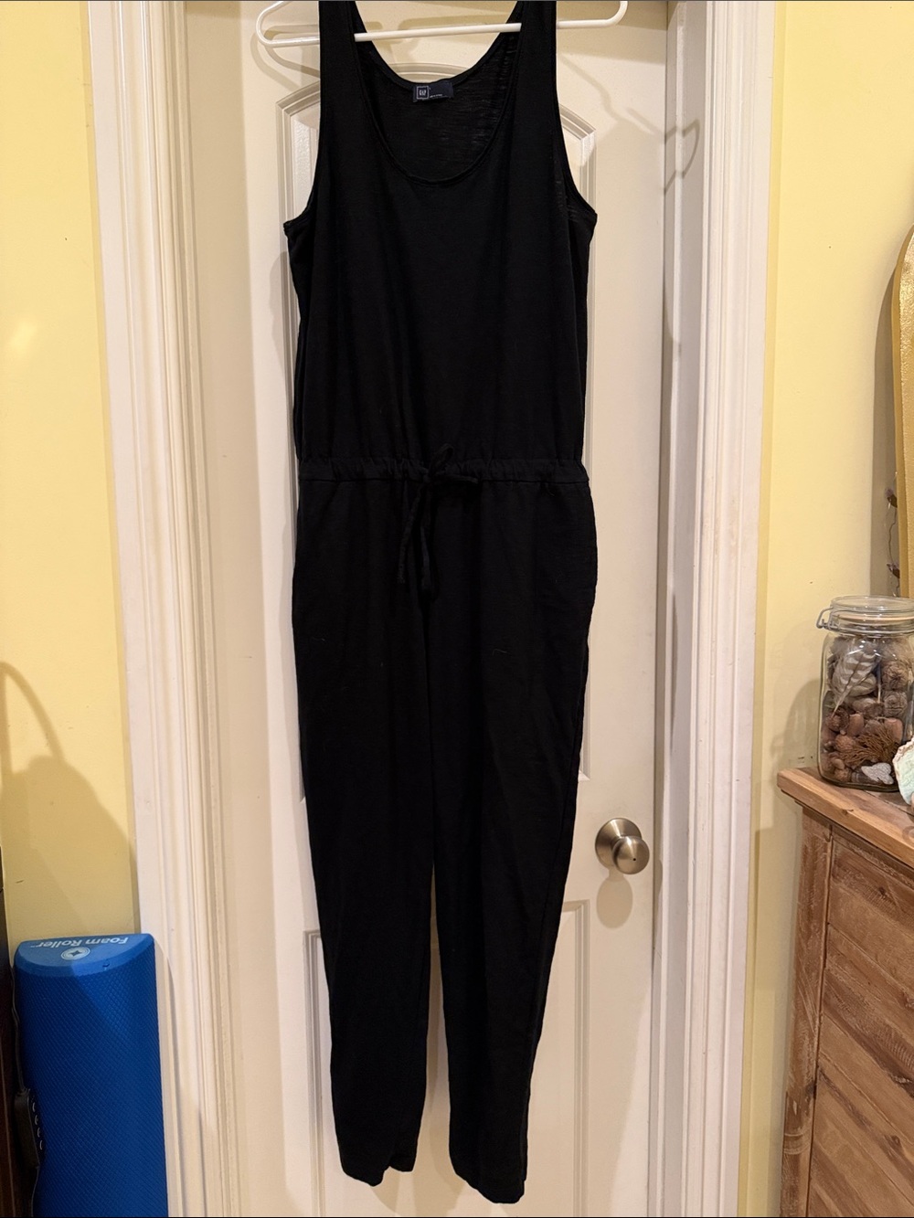 Gap Womens Black Sleeveless Jumpsuit with Drawstring Waist